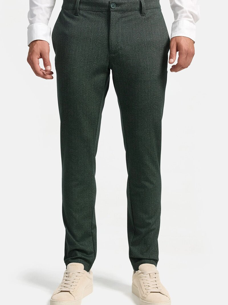 Super stretch - Chino - green herringbone